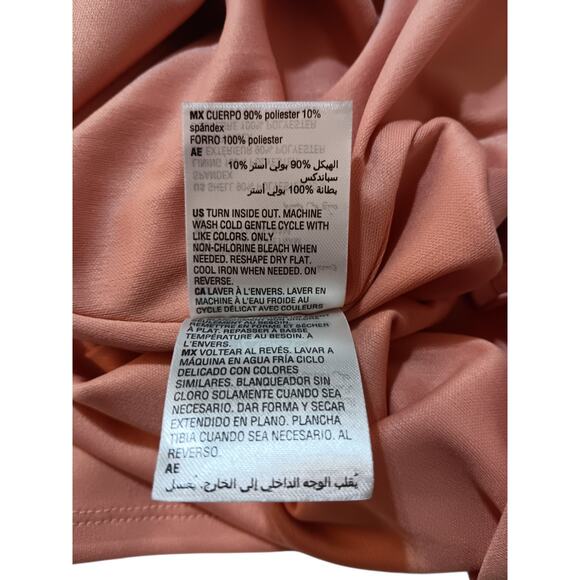 NEW‎ JM COLLECTION Dressy Blouse Tunic Top Medium Peachy Pink Shiny Stretchy - Picture 5 of 9
